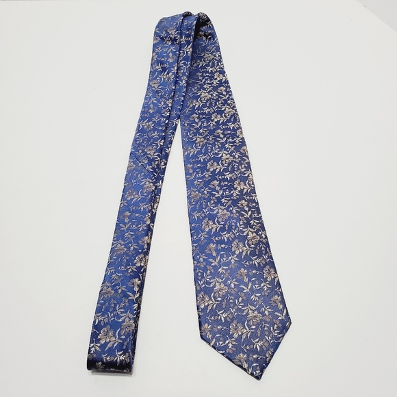 Pronto Uomo Platinum Blue Geometric Men's Silk Neck Tie Jacquard Fabric - Picture 4 of 5